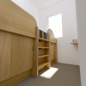 Small room cabin bed with cupoards