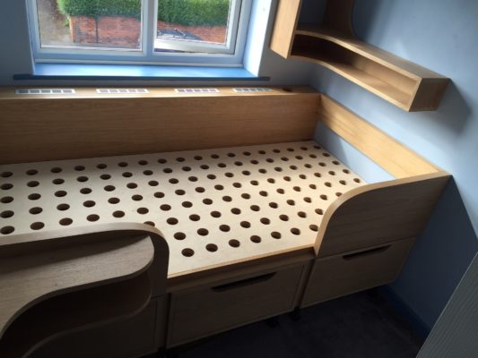 Bespoke child's bed in oak for box room or small room