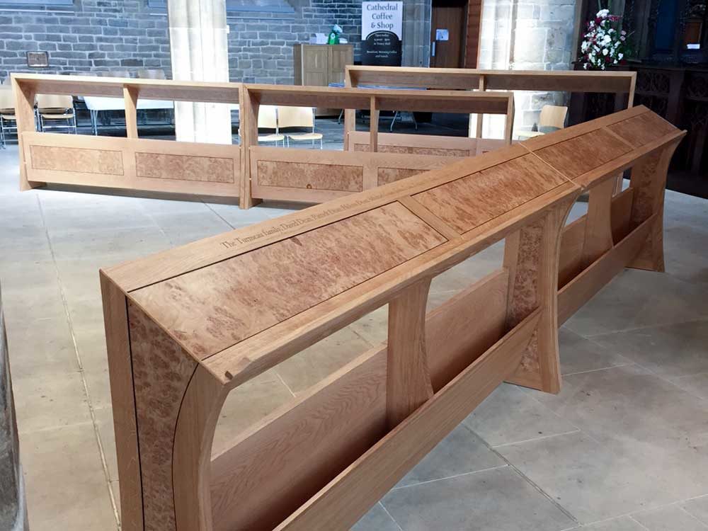 Bespoke choir stalls in oak - Wakefield Cathedral