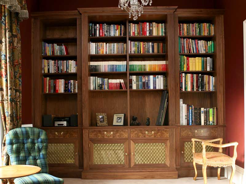 Walnut bespoke fitted library