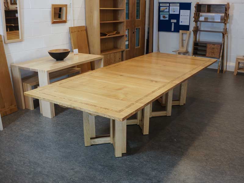 Extra large extending oak dining table