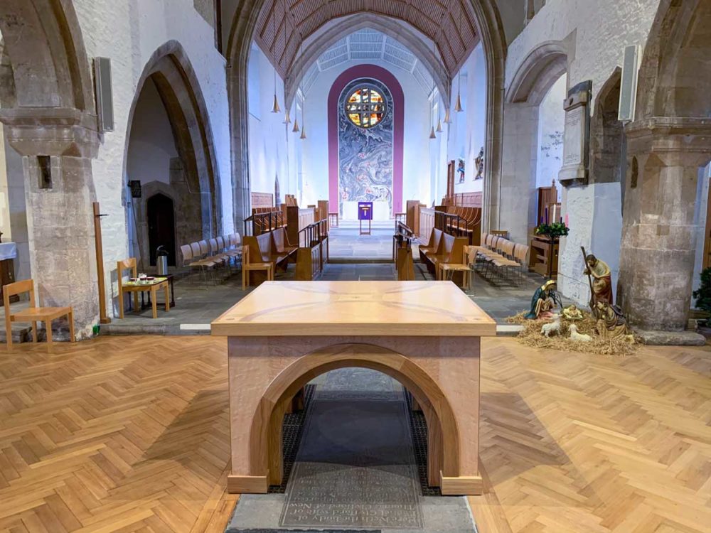 Bespoke altar in oak for Newport Cathedral