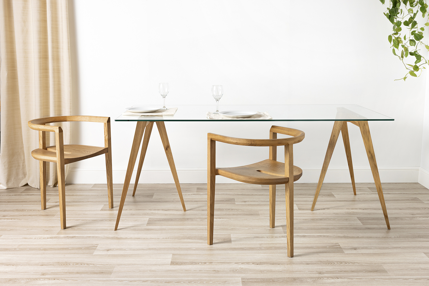 Trestle Legs in oak and chairs in oak