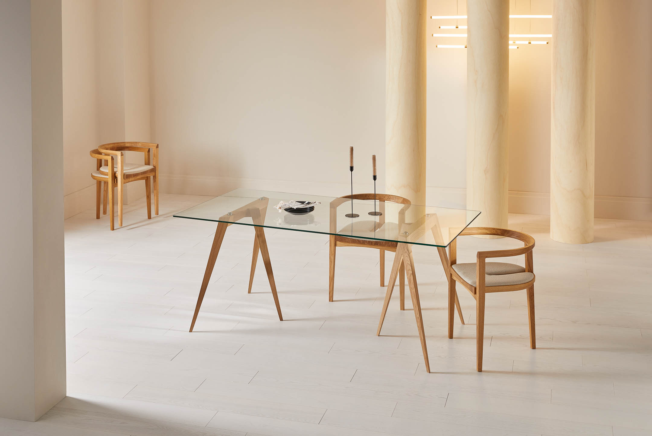 JW/W1 Trestle Legs with Dining Glass Top - Image 2