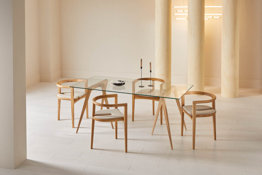 JW/W1 Trestle Legs with Dining Glass Top