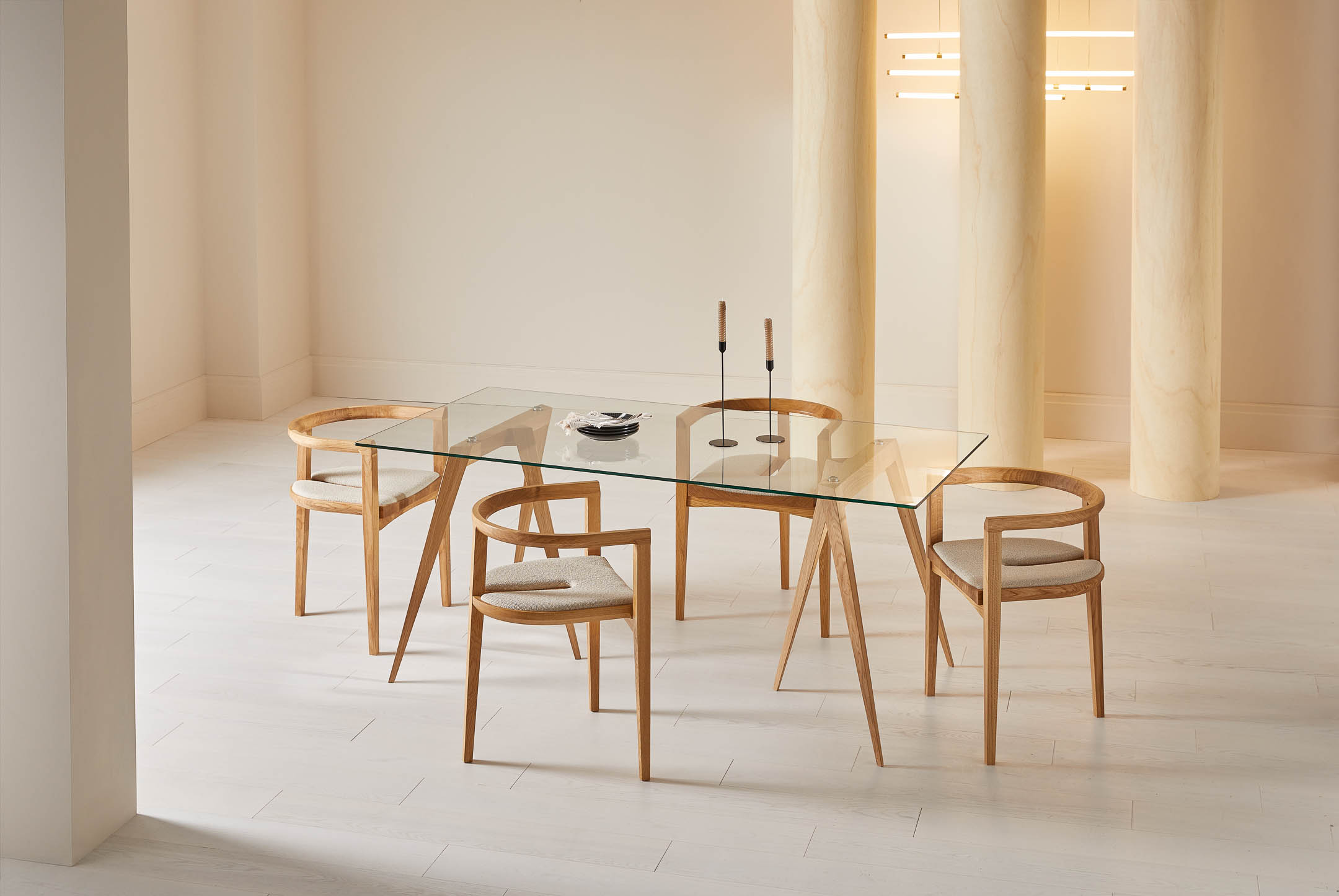 JW/W1 Trestle Legs with Dining Glass Top