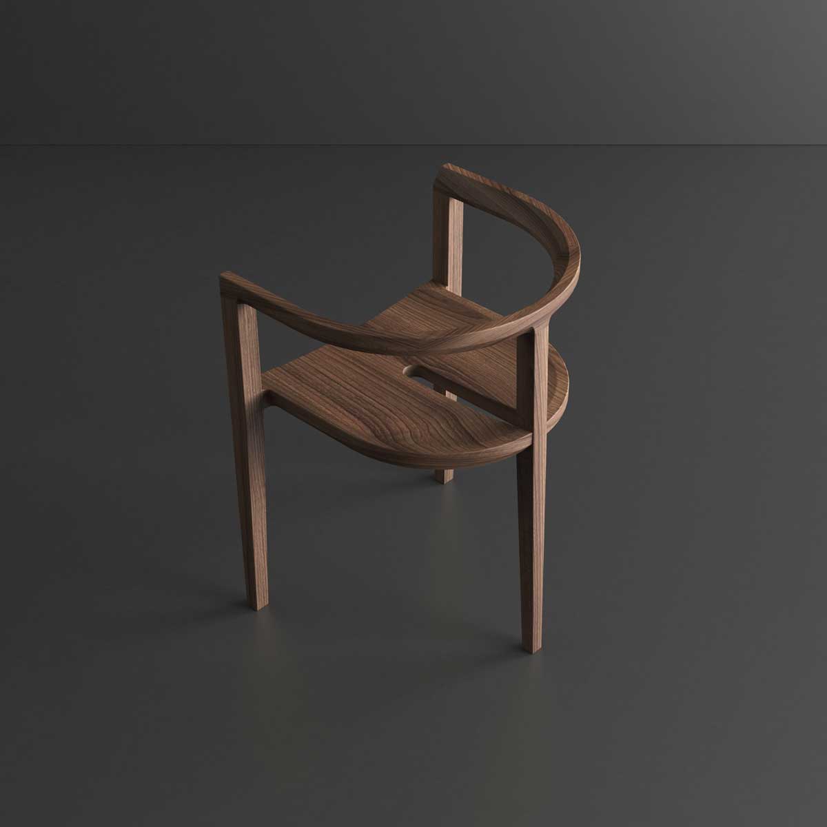 Solid Hardwood stacking chair in walnut