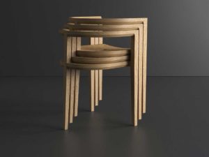 Solid Hardwood stacking chair in oak - stacked