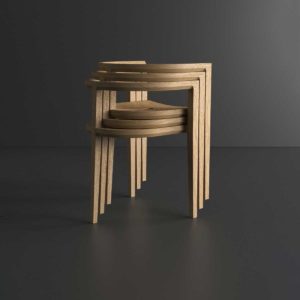 Solid Hardwood stacking chair in oak - stacked