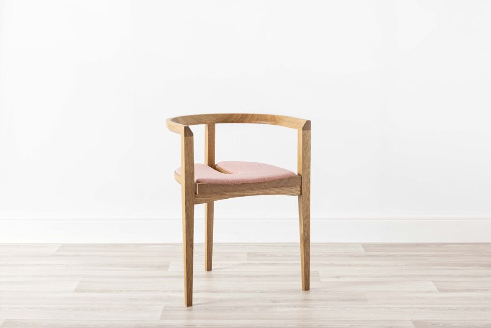 Contemporary Wood Chair Oak Upholstered Pink