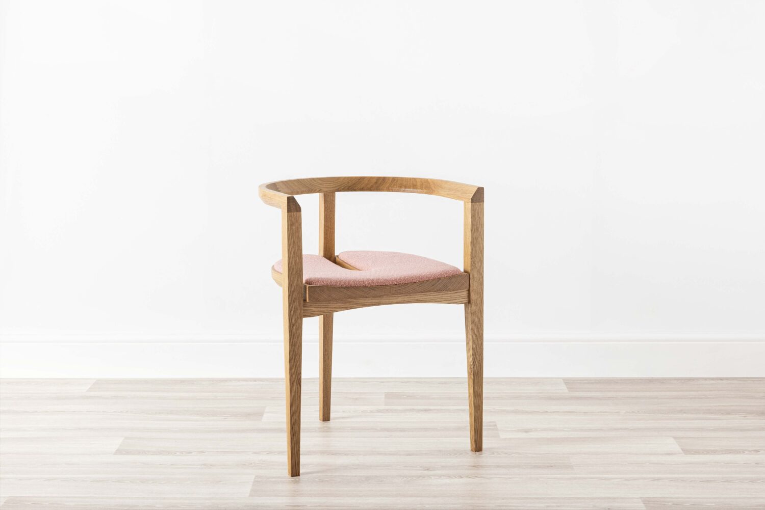 Contemporary Wood Chair Oak Upholstered Pink