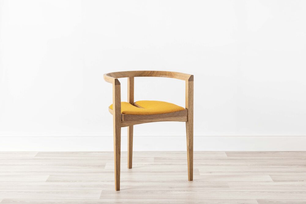 Contemporary Wood Chair Oak Upholstered Yellow