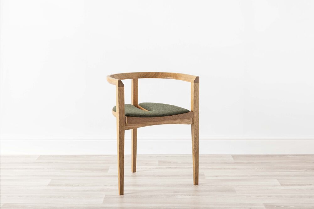 Contemporary Wood Chair Oak Upholstered Green