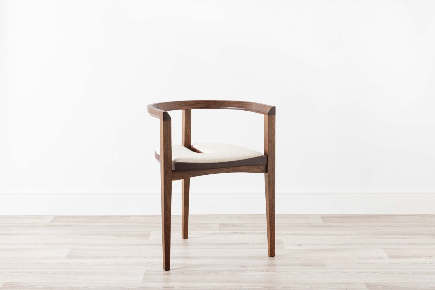 Contemporary Wood Chair Walnut Upholstered White