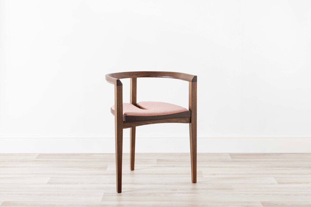 Contemporary Wood Chair Walnut Upholstered Pink