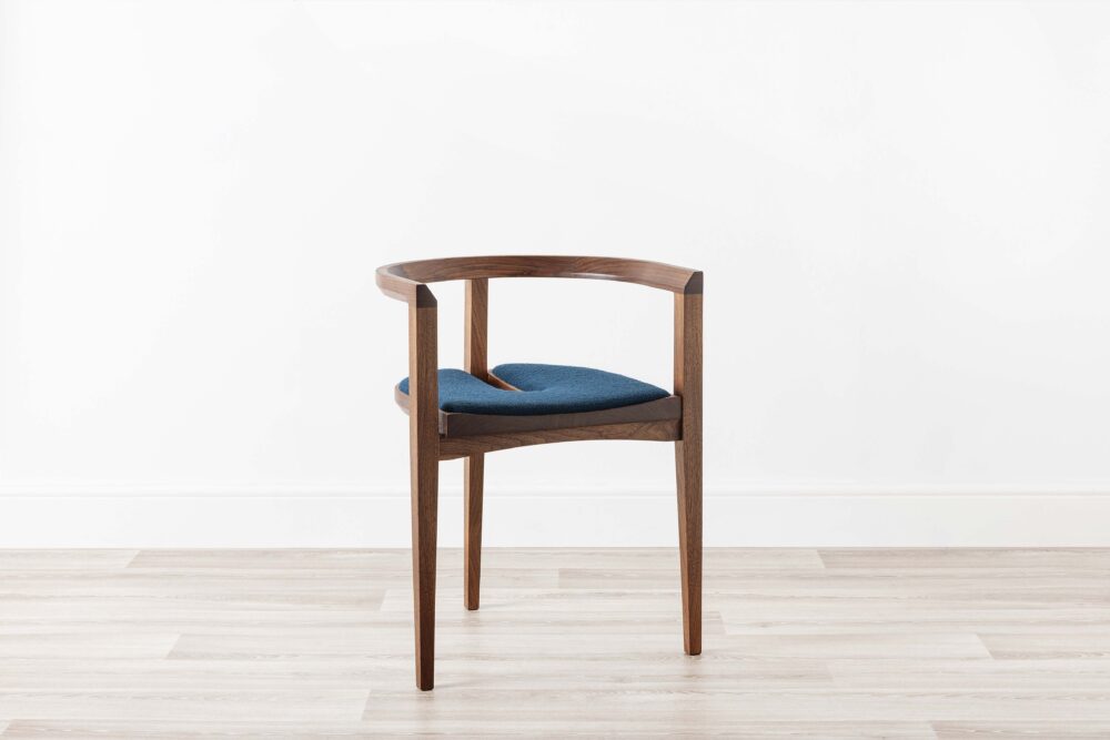 Contemporary Wood Chair Walnut Upholstered Blue