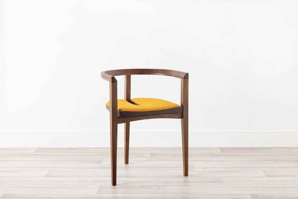 Contemporary Wood Chair Walnut Upholstered Yellow