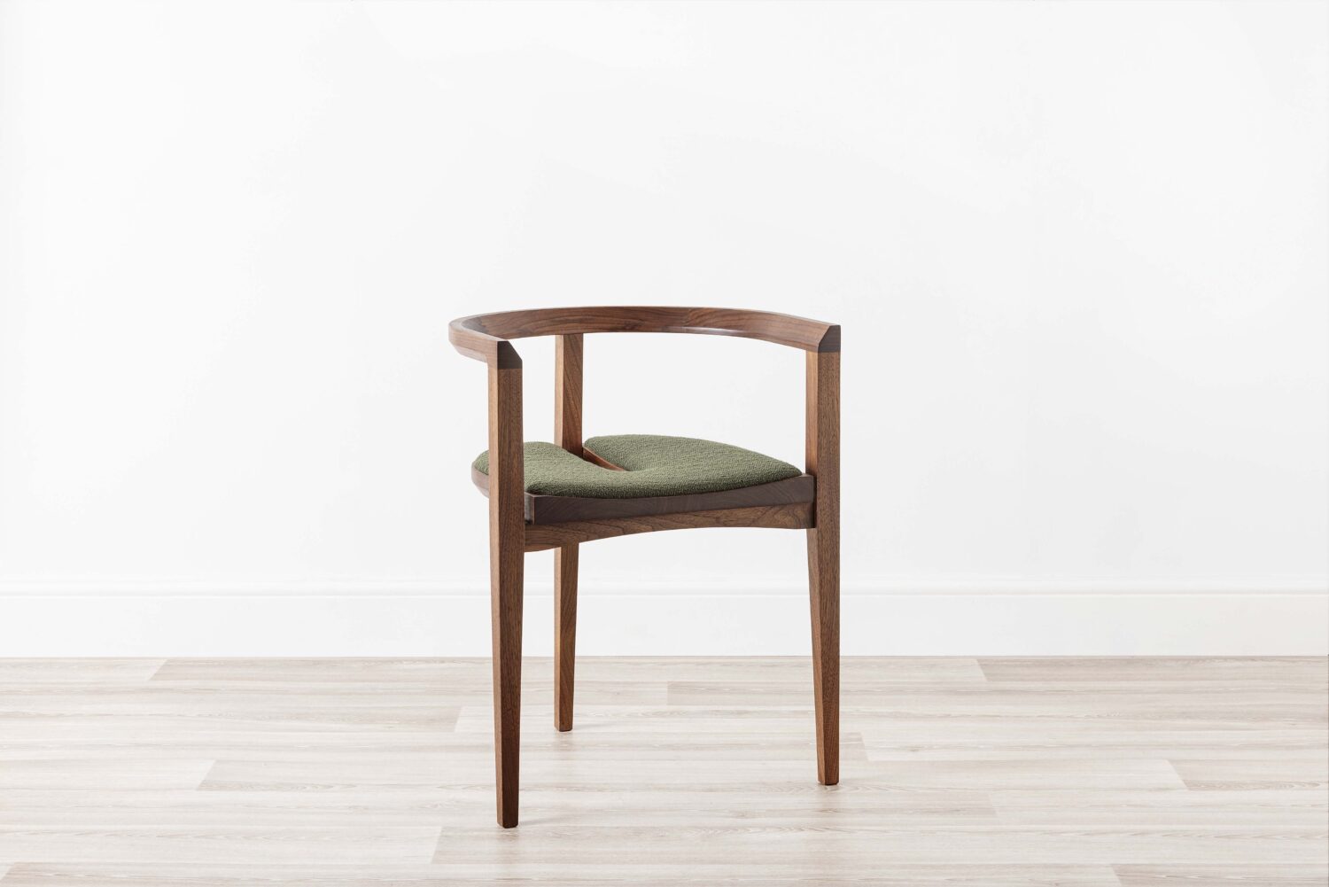 Contemporary Wood Chair Walnut Upholstered Green