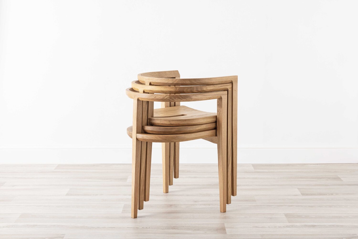 Contemporary Wood Chair Oak Stacked