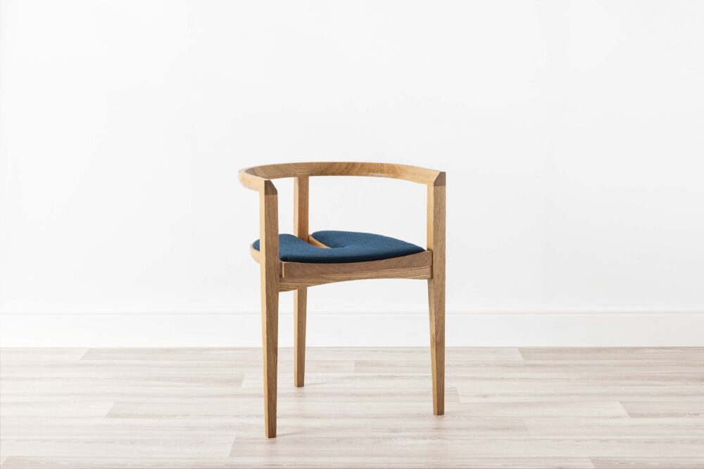 Contemporary Wood Chair Oak Upholstered Blue