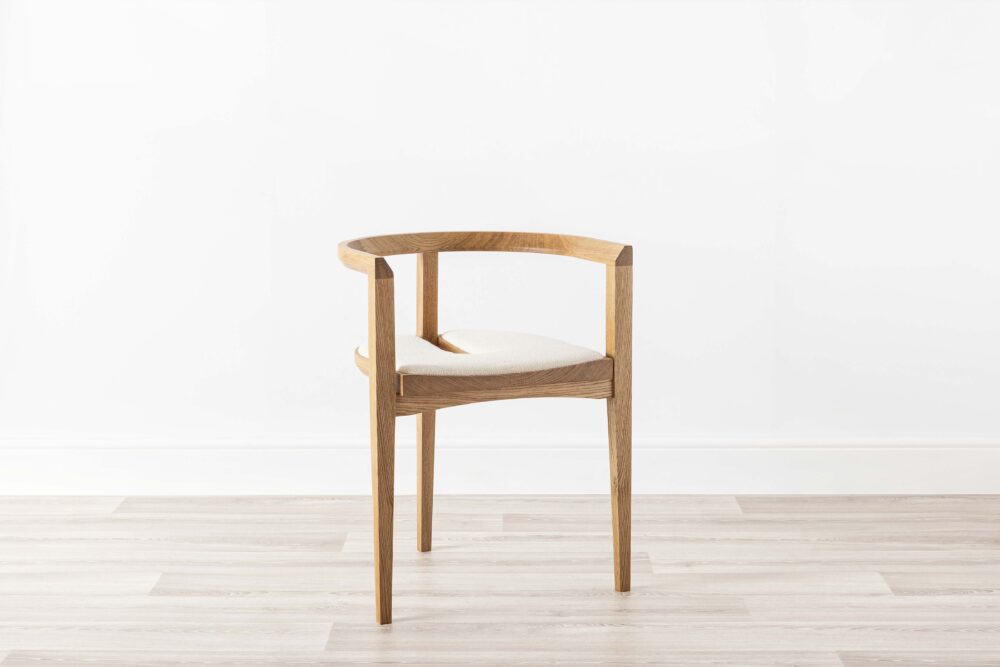 Contemporary Wood Chair Oak Upholstered White