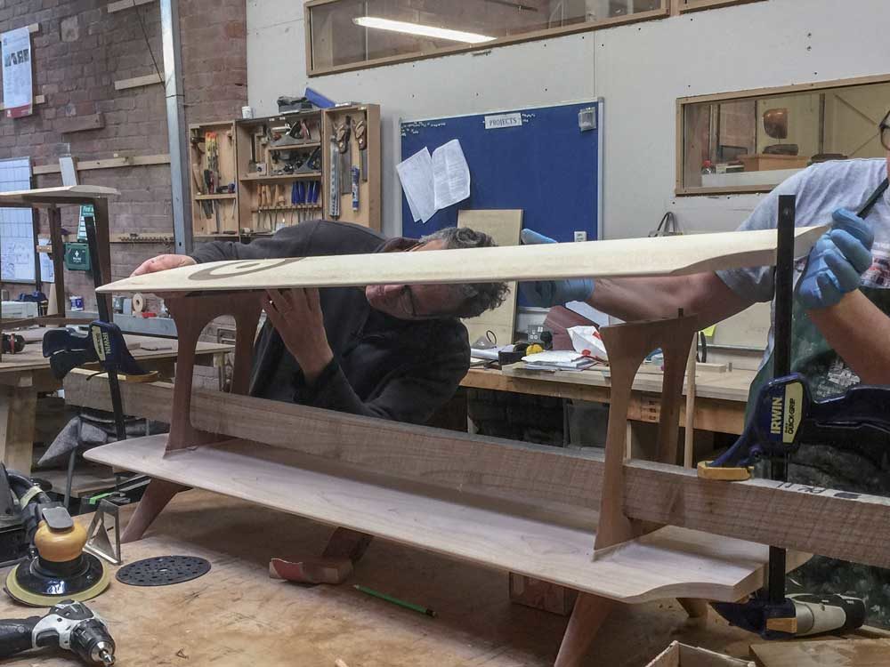 bi-plane shape bespoke wooden bench